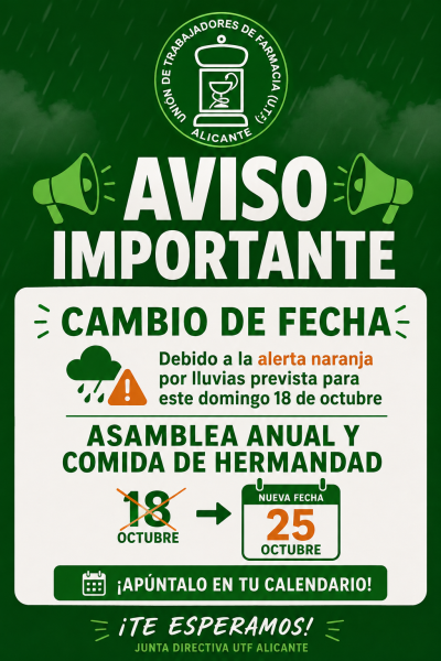 AVISO IMPORTANTE – CAMBIO DE FECHA