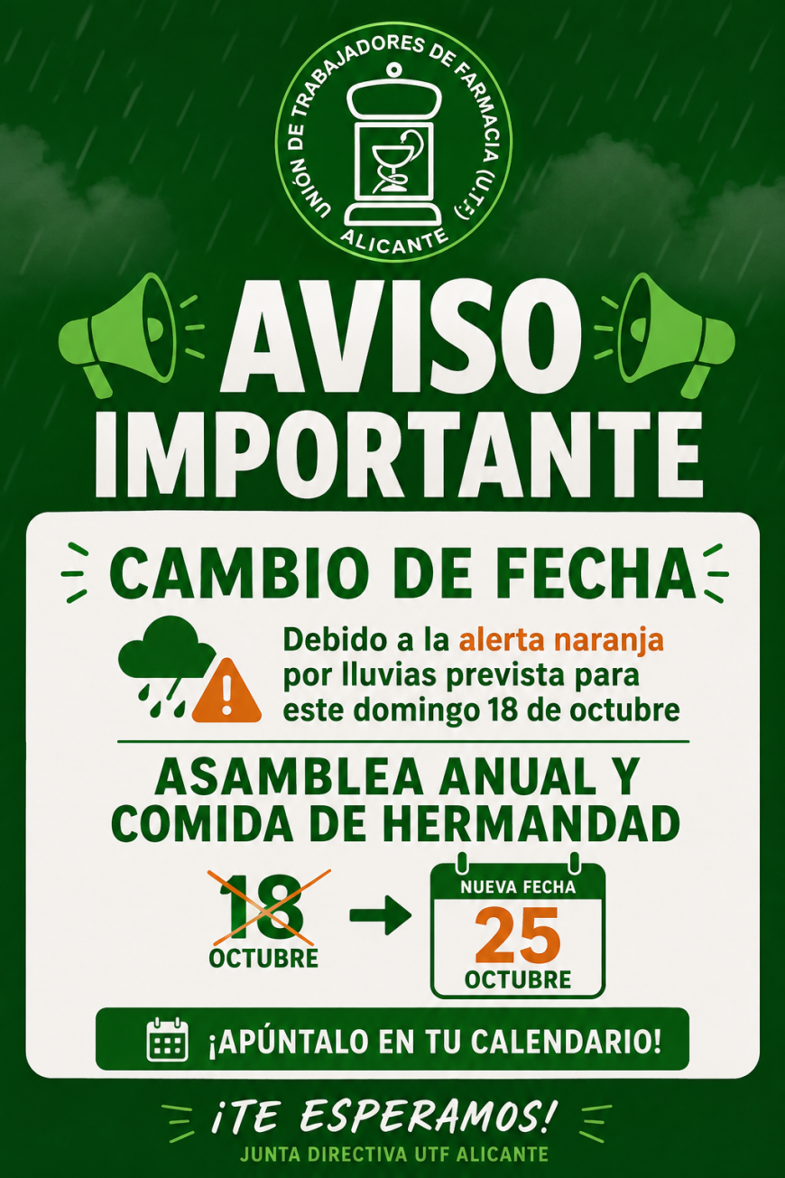 AVISO IMPORTANTE – CAMBIO DE FECHA